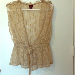 Sheer Tan Sleeveless Kimono